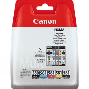 Canon Tinte PGI-580/CLI-581 2078C005 5er Multipack (PGBK/BKMCY) bis zu 400 Seite...