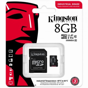 8GB Kingston Industrial MicroSDHC 100MB/s +Adapter
