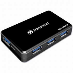 USB3.0 HUB 4Port Transcend HUB3 SuperSpeed aktiv mit Netzteil Black