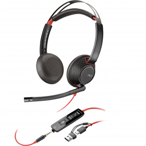 HP Poly Blackwire 5220 Stereo USB-C Headset +3.5mm Plug +USB-C/A Adapter (207586...