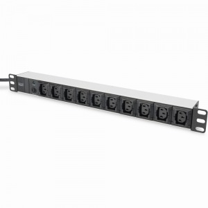NWSZ Steckdosenleiste Aluminium PDU 1U Digitus 10A, 2500W, 250VAC 50/60Hz, 10x I...